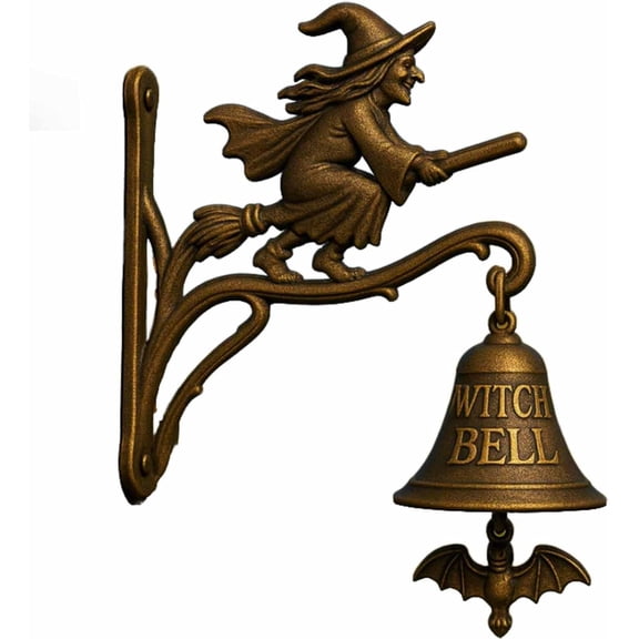 Halloween Decoaration: Vintage Witch Doorbell, Halloween Decor Doorbell, Wall Mounted Witch Bells, Gothic Witch Decor, Witch Bells for Protection, Witchcraft Supplies Gift for Witches, Magic Lovers