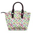 thumbnail image 2 of Zufioo Vector Mexican Otomi Style Bright Print Leather Rivet Shoulder Bag, Microfiber PU Leather Adjustable Shoulder Strap Handbag, Ideal Gift for Women-One Size, 2 of 6