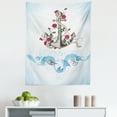 thumbnail image 1 of Nautical Tapestry, Anchor with Roses Old Fashioned Tattoo Style Marine Shells on Swirling Waves, Fabric Wall Hanging Decor for Bedroom Living Room Dorm, 5 Sizes, Pink and Blue, by Ambesonne, 1 of 1