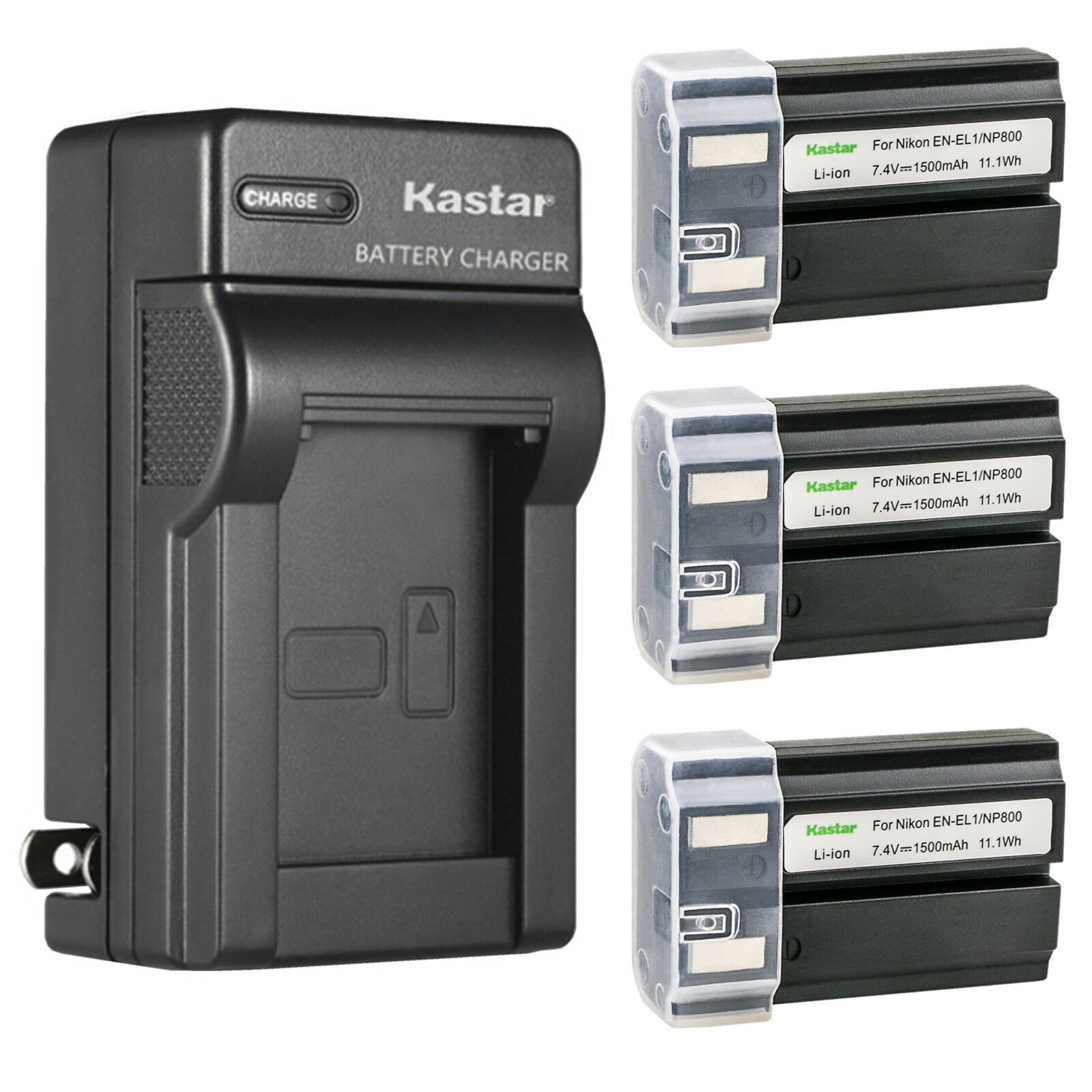 Kastar 3-Pack EN-EL1 Battery and AC Wall Charger Replacement for Nikon Coolpix 5700 Cooipix 8700 Coolpix 775 Coolpix 880 Coolpix 885 Coolpix 995 Coolpix E880 Camera