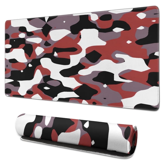 Red, Gray and Black Camouflage desk Mouse Padwaterproof,rubber multispandexno Slip the Camouflage SeriesmousematDesk Pad for Office Home Game 31.5x15.7inches