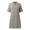 thumbnail image 6 of Women's Casual V Neck Dress with Pockets and Buttons Comfortable Everyday Summer Dress,Grey,M, 6 of 6
