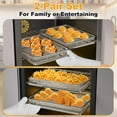 thumbnail image 4 of 2-Pair Set Air Fryer Basket for Oven 15.7x11.8 Inches, Large Stainless Steel Crisper Tray and Pan Rack for Baking, Broiling, and Cooking, 4 of 6