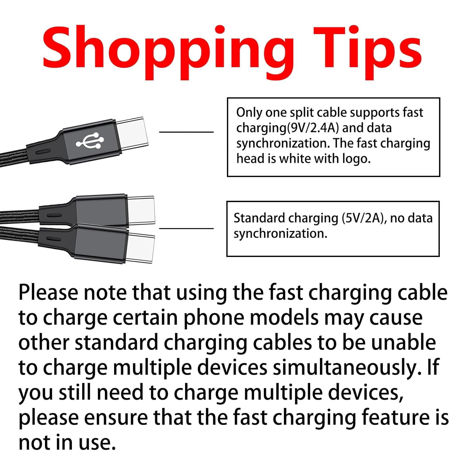 HRTGFD-4FT Multi USB C Charging Cable, 2Pack, 3-in-1, USB-A to 3 USB-C Connectors, Multiple USB Type C Splitter Cords for iPhone 16/15 Pro Max, iPad Air/Pro, Galaxy S24, Google Pixel, Android, Car