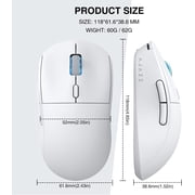 AJAZZ AJ199 Gaming Mouse: 60g Ultra-Lightwieght-PixArt 26K Optical Sensor-26,000DPI - 6 Programmable Buttons- HyperSpeed Wireless/Wired- Esports & FPS Gaming,Low Back Curve(Ergonomic-White