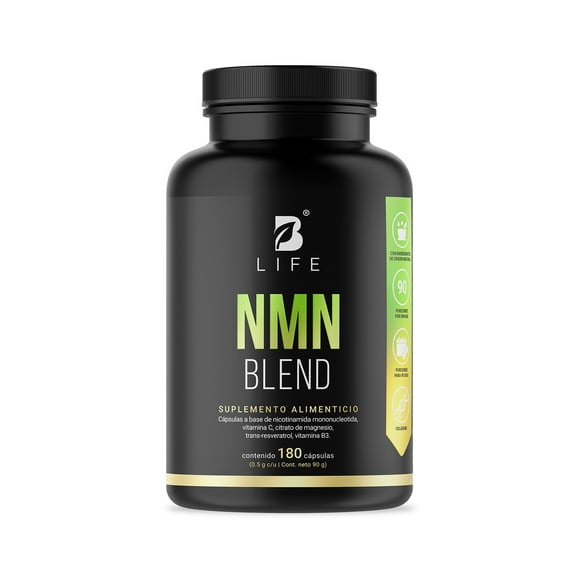 Fórmula De Nicotinamida, Trans-Resveratrol, Vitamina C, Citrato De Magnesio y Vitamina D3 | 180 Cápsulas | NMN Blend | B Life.