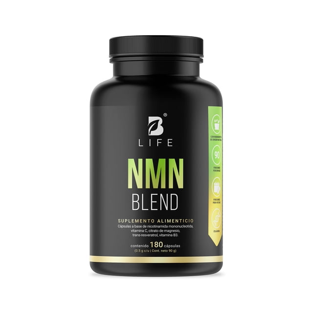 Fórmula De Nicotinamida, Trans-Resveratrol, Vitamina C, Citrato De Magnesio y Vitamina D3 | 180 Cápsulas | NMN Blend | B Life.