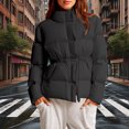 thumbnail image 2 of JGGSPWM Quilted Puffer Jackets for Women Stand Collar Warm Winter Coats Thicken Padded Down Outerwear with Adjustable Waist Black XXXL, 2 of 7