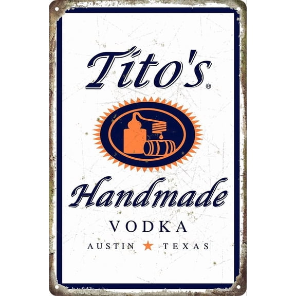 Handmade Vodka for Tito Tin Metal Sign Man Cave Vintage Shop Sign Wall Decor 8x12 inch