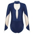 thumbnail image 2 of iixpin Kids Girls One-Piece Dance Leotard Athletic Tumbling Unitard Sparkly Ballet Dance Outfit Sequins Bodysuit Navy Blue 10, 2 of 6