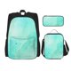 thumbnail image 1 of Disketp Cyan Mint Marble Mochila Estampada de Gran Capacidad con Lonchera y Estuche, Set de 3 Piezas para Estudiantes, 1 of 7