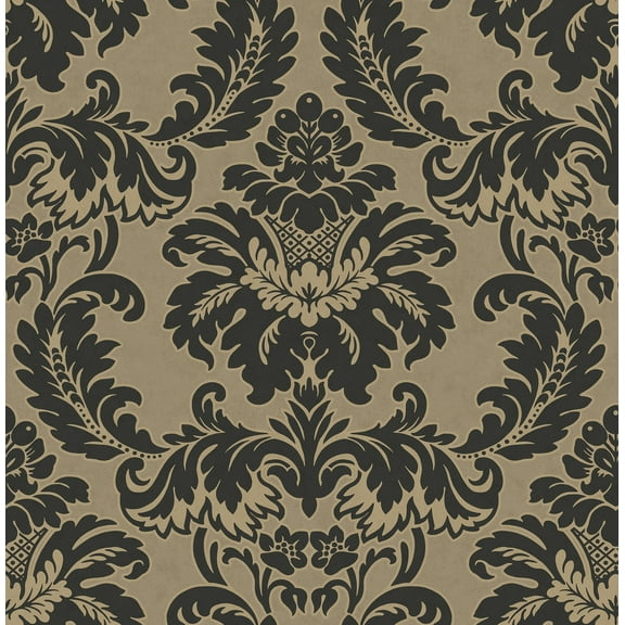 Brewster Home Fashions Windsor Black Damask Wallpaper, 20.5-in by 33-ft, 56.38 sq. ft.