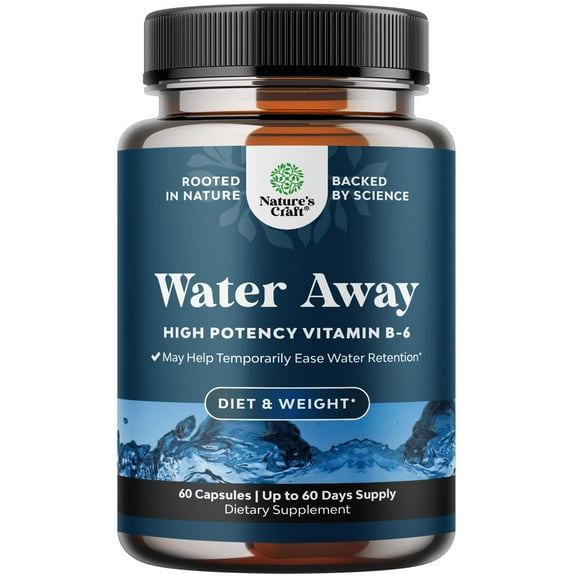 Natures Craft Water Away Diuretic Water Pills w/ Vitamin B6, Potassium & Dandelion Root, 60 Capsules