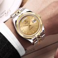 thumbnail image 2 of 【START】Men's Waterproof Watch Swiss movement Automatic Mechanical Watch Roman Numeral Dial Metal Watch Date Week Function, 2 of 12
