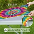 thumbnail image 6 of Rainbow Tie Dye Radial Pattern Square Fitted Tablecloth with Elastic Edge,Square Table Cover,Washable Elastic Table Cover for Home Kitchen Party Decor 34"x34", 6 of 6