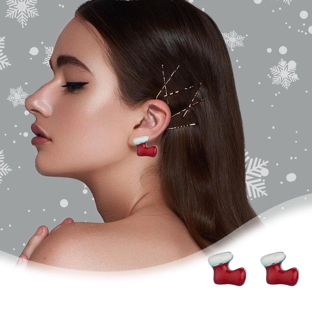 Fiudx Colgante Navideños En Diseño de Ciervo, Elegantes Pendientes En Cobre Rojo, Accesorios En Muñeco de Nieve, Ideales En Regal Temporada, Cómodos de Usar Todo El Día, Incluye Dos Pares.