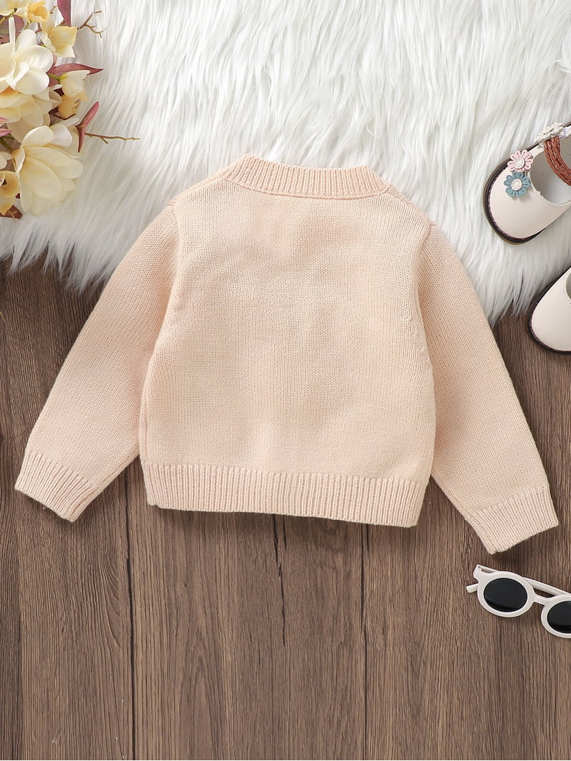 Baby Girls Knitted Cardigan Sweater Crewneck Knit Crochet Button