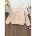 thumbnail image 2 of Bmnmsl Toddler Girl Cardigan Sweaters Long Sleeve V Neck Button Closure Flower Winter Warm Knit Sweater, 2 of 7