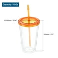 thumbnail image 2 of Acrylic Tumbler with Lid and Straw, 16 Oz Reusable Double Wall Cups, Clear Travel Tumblers (Orange), 2 of 6