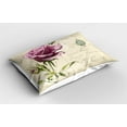 thumbnail image 2 of Ambesonne Rose Pillow Sham 2 Pack, Vintage Delicate, 26"x20", Tan Pale Pink Green, 2 of 3