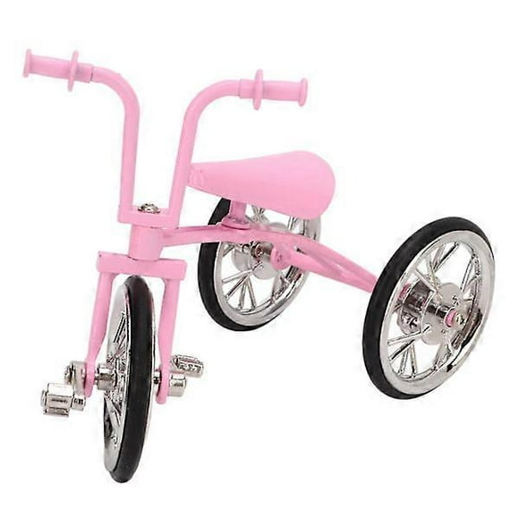 Pink Toy Tricycle Model Simulated Design Tricycle Ornament Durable Alloy DIY Toy Tricycle Ornament for Collect