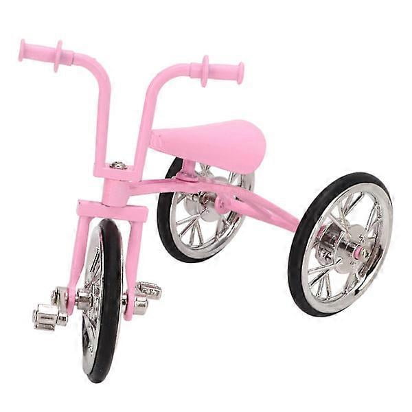Pink Toy Tricycle Model Simulated Design Tricycle Ornament Durable Alloy DIY Toy Tricycle Ornament for Collect
