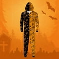 thumbnail image 2 of Aocisk Pyjama Chaud d'Halloween pour la Famille avec Imprimé Décontracté à la Mode, Combinaison à Capuche avec Fermeture Éclair pour Papa, Confortable, Orange, TTG, 2 of 4