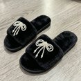 thumbnail image 5 of JUSLIO Womens House Slippers, Indoor House Slippers Open Toe Slides Slip On Fuzzy Plush Flat Sole Non Slip Slippers Black, 5 of 7
