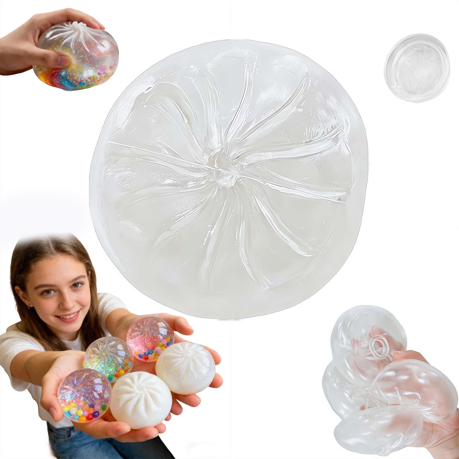 DIY Stress Ball Making Kit,Blank Skins Empty Kit,DIY Steamed Bun Stress-Relieving Toys,Vacuum StressBall with Empty Skin Base,Make Your Own Fidget Pressure Balls for Adults