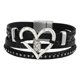 thumbnail image 5 of Pulsera Boho tipo brazalete Pulsera apilable Brazalete de aleación Pulsera envolvente de cuero PU Negro, 5 of 9