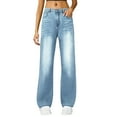 thumbnail image 6 of Wide Leg Jeans for Women Casual High Waisted Strechy Straight Leg Loose Tummy Control Denim Pants with PocketLight Blue S, 6 of 6