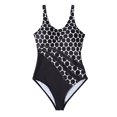 thumbnail image 4 of Wyobmus Womens One Piece Tummy Control Swimsuits Adjustable Spaghetti Strap Printing V Neck High Waist Bathing Suits Swimwear G-Black, 4 of 6