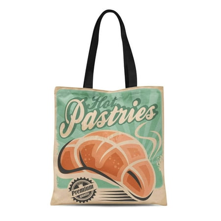 LADDKE Canvas Tote Bag Bakery Vintage and Retro Pastries Sign on Old Restaurant Durable Reusable Shopping Shoulder Grocery