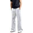 thumbnail image 3 of Men's Sweatpants, Drawstring Waist Straight Wide Leg Baggy Pants for Workout and Athletic Use, with Pocket for Casual and Sports Wear,Light Gray,XL, 3 of 5