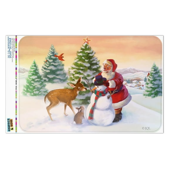 Christmas Holiday Santa and Animals Finishing Snowman Home Business Office Sign