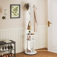 thumbnail image 2 of VECELO Freestanding Coat Rack, Rotating Base With 6 Hooks, Entryway Hanger Stand for Bedroom, Entryway, Living Room, White, 2 of 15