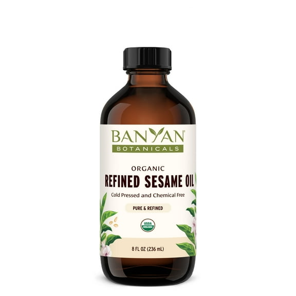 Banyan Botanicals Refined Sesame Oil – Organic Sesame Oil for Skin, Body, Hair & More – Multiple Sizes – 8 oz – Non GMO Sustainably Sourced Vegan