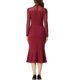 thumbnail image 3 of INSPIRE CHIC Vestido de Mujer Cuerpo Sirena Bodycon Cuello Mock Malla Transparente de Manga Larga XS Rojo Profundo, 3 of 6