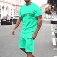 thumbnail image 1 of WILLBEST Conjunto de Dos Piezas Informal de Verano para Hombre, con Estampado de Letras, Cuello Redondo, Manga Corta, Pantalones Cortos y Pantalones Cortos, Conjunto de Dos Piezas Holgado y Moderno., 1 of 3