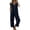 Navy, variant on TAGOLD Womens Capris Jumpsuit Solid Color Linen Button Down Overall Long Pants Romper