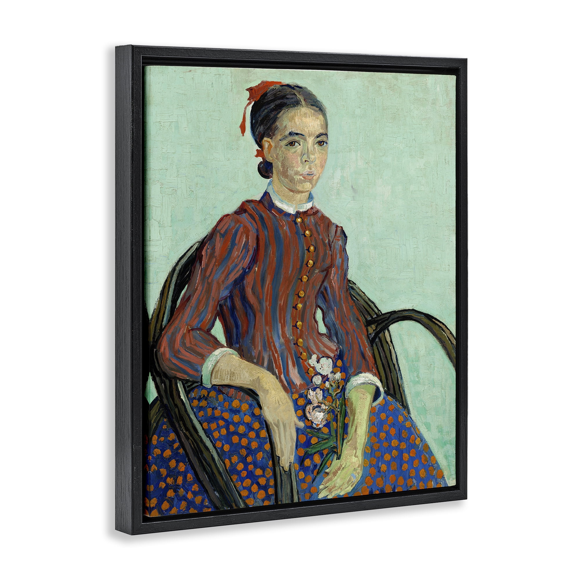 Stupell Industries Van Gogh Lady Mousme People Painting Black Floater Framed Canvas Art Print Wall Art, 17 x 21