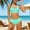 Mint Green, variant on Girls' Solid Color High-Waisted Two-Piece Bikini Swimsuit with Adjustable Straps and Removable Padding
