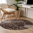thumbnail image 4 of Round Rug 3.3Ft Washable Non-Slip, Brown Flowers Circle Area Rugs for Living Room Bedroom, Spring Floral Botanical Modern Art Indoor Floor Mats Carpet Runner for Home Decor Aesthetic, 4 of 8
