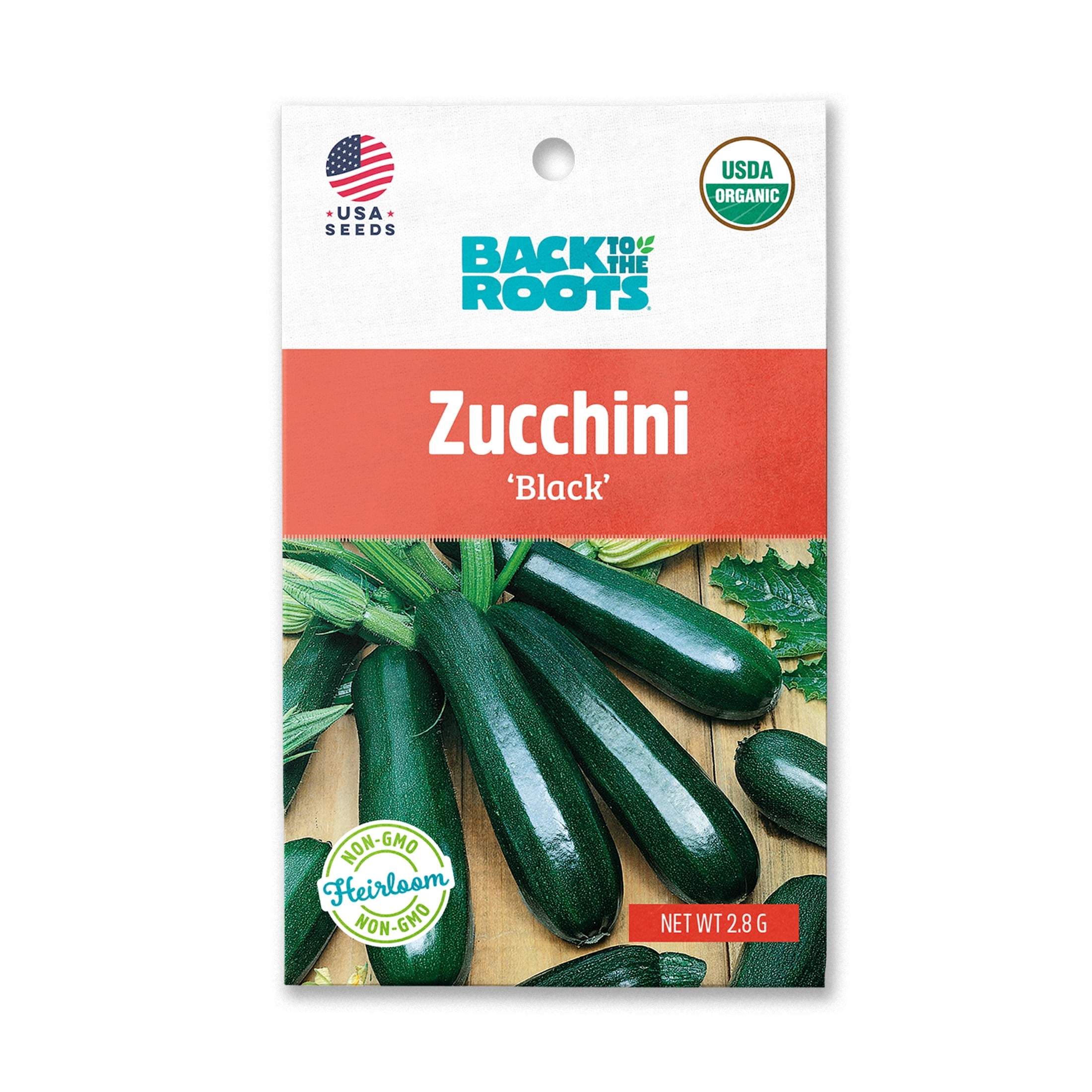 Back to the Roots Organic Black Zucchini Gardening Seeds, 1 Packet