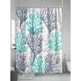 thumbnail image 5 of Fsddascl Navy Blue Teal Grey Coral Coastal Shower Curtain Set - Standard 72" x 72" Bathtub Curtain with 12 Hooks, Summer Beach Nautical Ocean Waterproof Fabric Stall Shower Curtains for Bathroom, 5 of 6