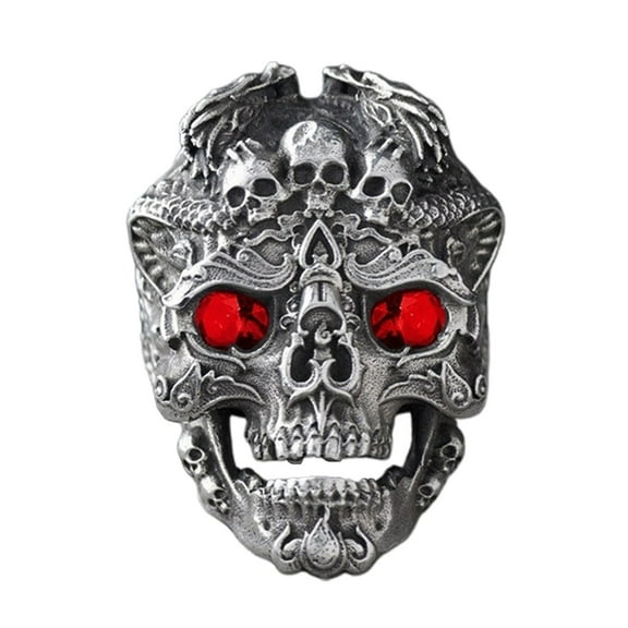 ZYHARUKO Punk Skull Rings Open Rings Eye Catching Finger Rings Skull Adjustable Opening Rings Alloy Material Party Jewelry