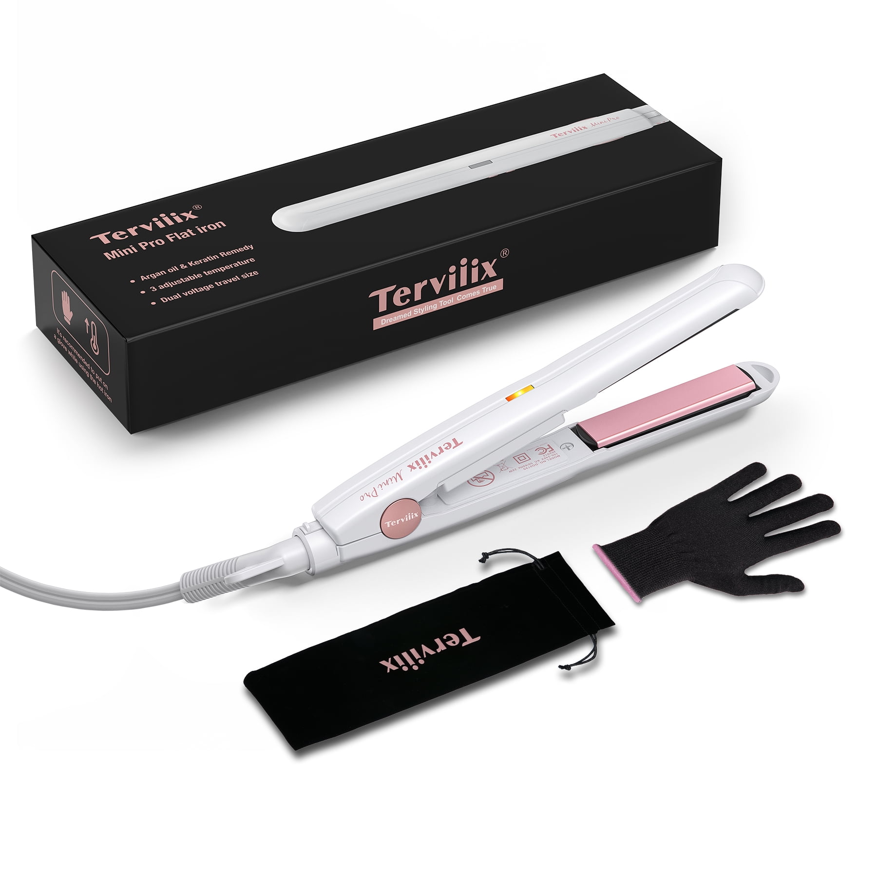 Terviiix 1/2'' Mini Flat Iron, Adjustable Temperature, Small Ceramic  Straightener for Short Hair/Bangs, Dual Voltage for Travel 