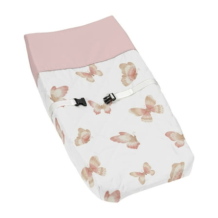 Sweet Jojo Designs Butterfly Pink and Taupe Changing Pad Cover