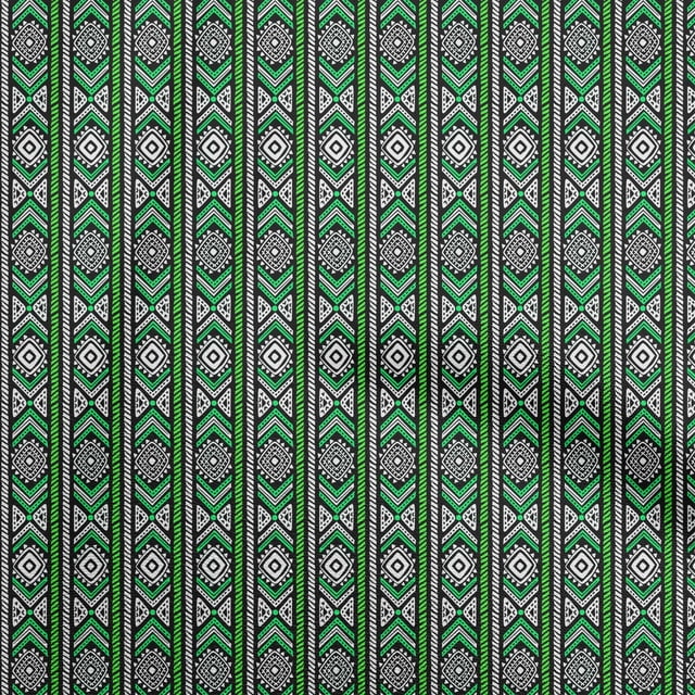 oneOone Cotton Poplin Green Fabric Tribal Sewing Craft Projects Fabric Prints By Yard 42 Inch Wide