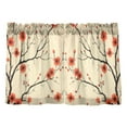thumbnail image 7 of Yayeee Kitchen Curtains Tier Pair Light Filtering 27"x24" Rod Pocket Short Cafe Window Panel, Red Floral Pattern, 7 of 7